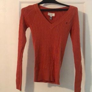 American Eagle orange v neck sweater